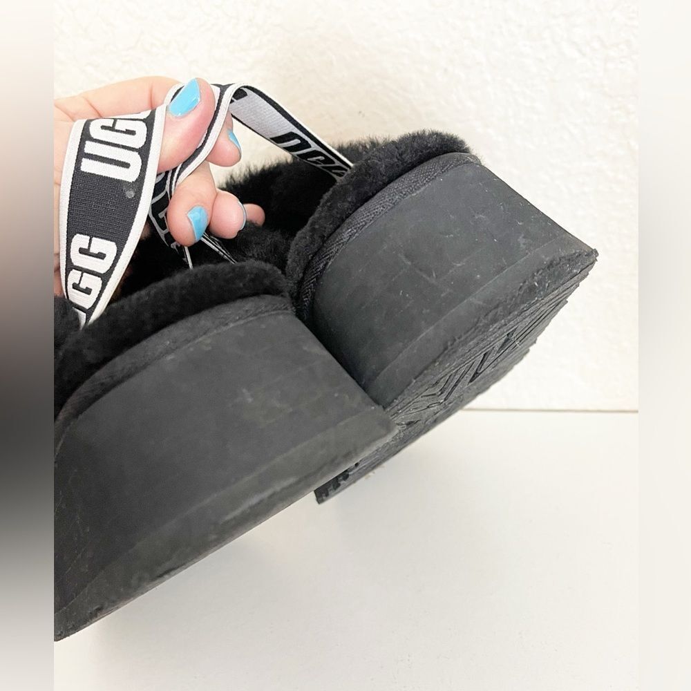 UGG Women's Funkette black fluffy slippers with thick platform sole 8 - Picture 9 of 13